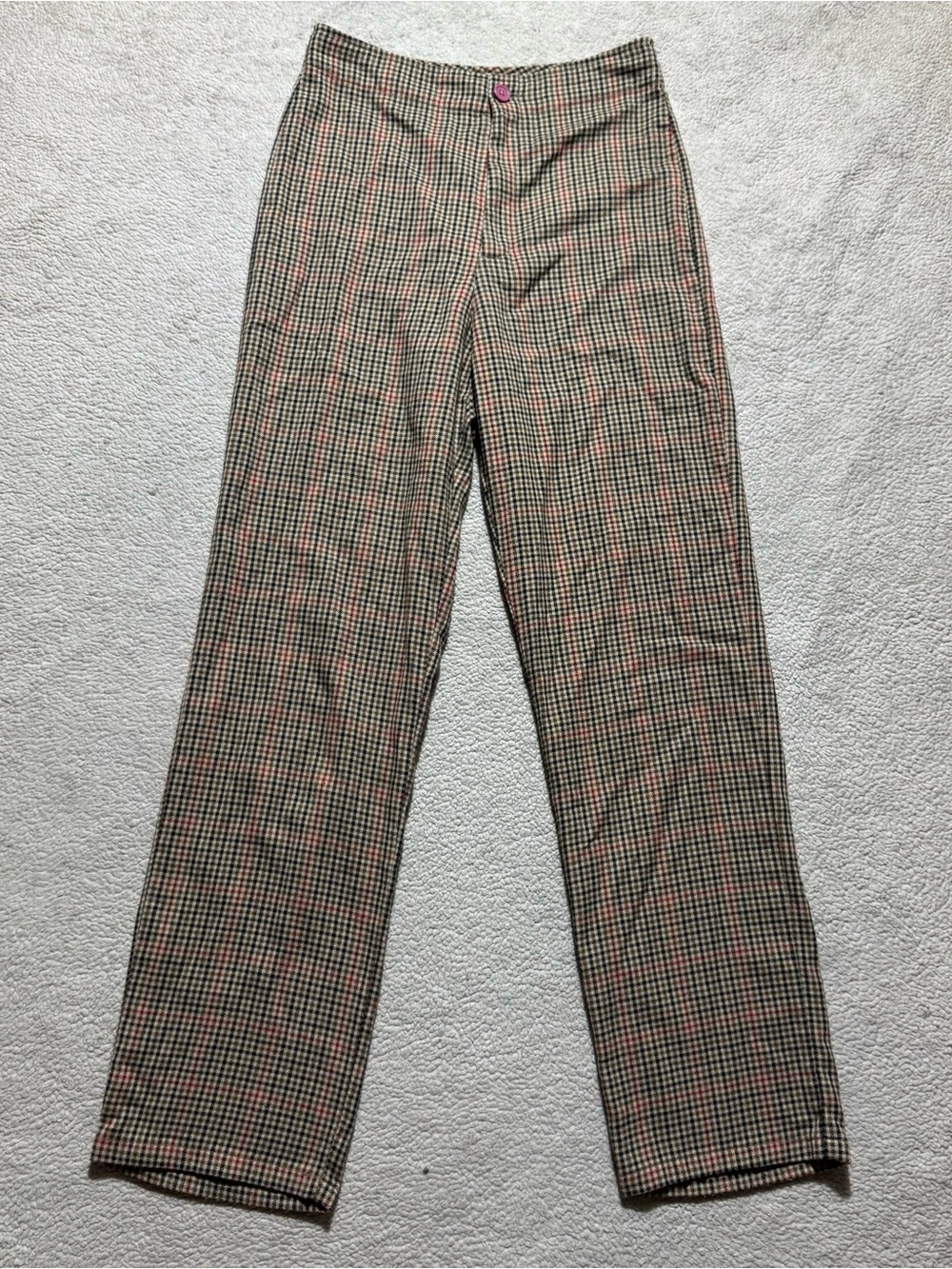 Brandy Melville Pants Womens One Size OS (25x27.5) Slim Fit Plaid Trousers Slack